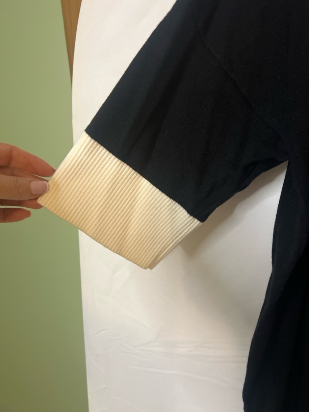 Black Knit Midi Dress with Cream Contrast - Picture 5 of 5